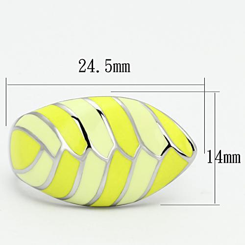 TK801 - High polished (no plating) Stainless Steel Ring with Epoxy  in Multi Color - Joyeria Lady