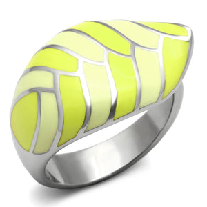 TK801 - High polished (no plating) Stainless Steel Ring with Epoxy  in Multi Color - Joyeria Lady
