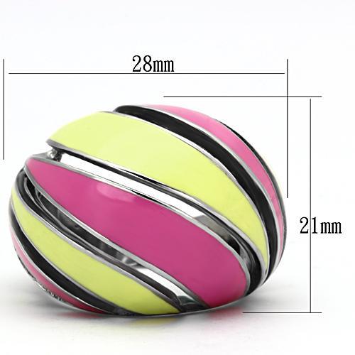 TK803 - High polished (no plating) Stainless Steel Ring with Epoxy  in Multi Color - Joyeria Lady