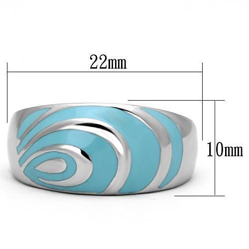 TK804 - High polished (no plating) Stainless Steel Ring with Epoxy  in Sea Blue - Joyeria Lady