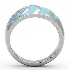 TK804 - High polished (no plating) Stainless Steel Ring with Epoxy  in Sea Blue