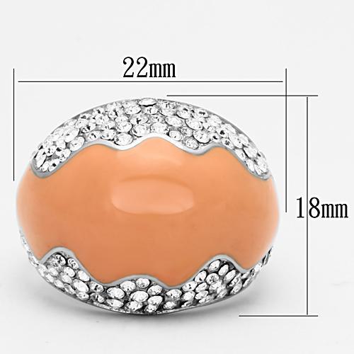 TK805 - High polished (no plating) Stainless Steel Ring with Top Grade Crystal  in Clear - Joyeria Lady