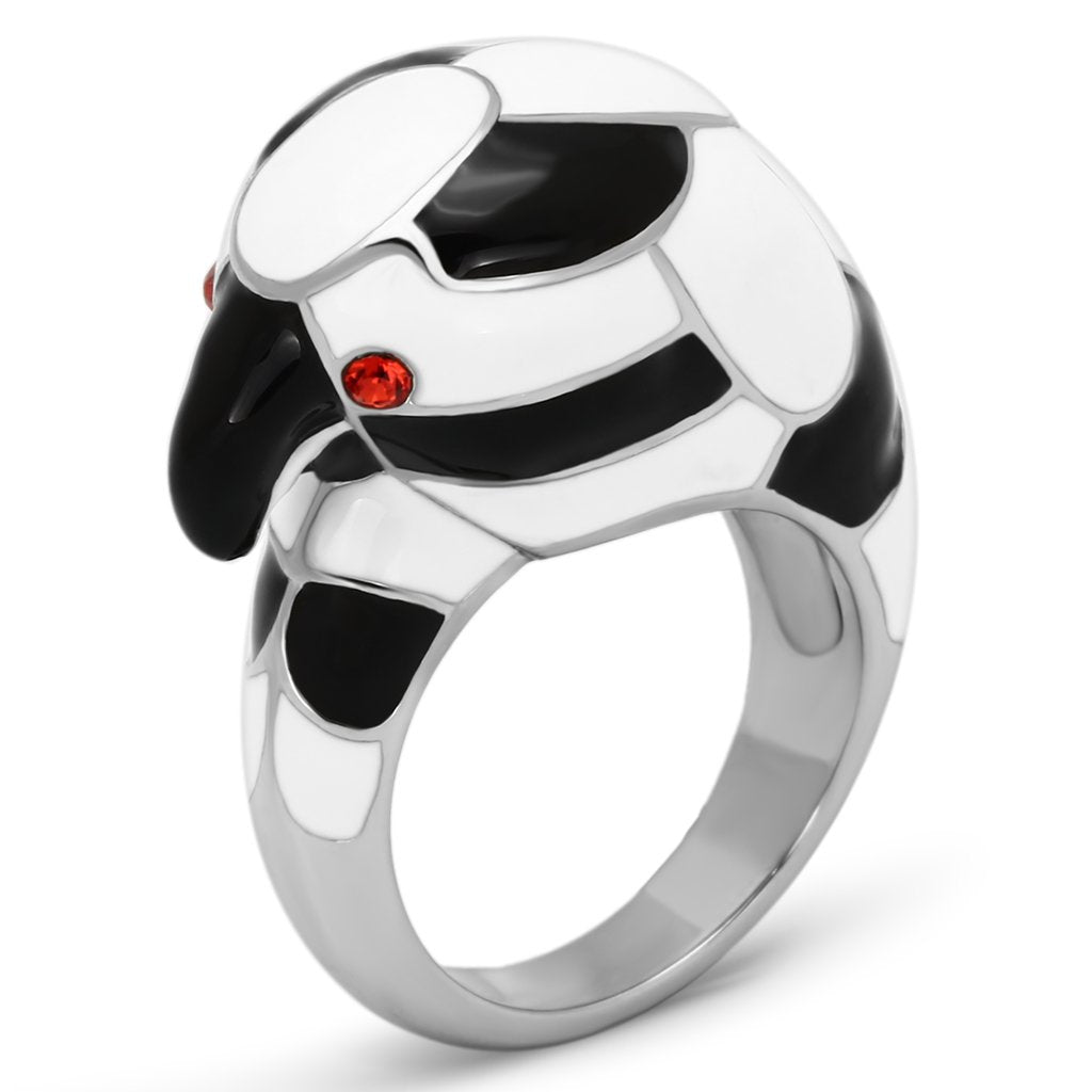 TK806 - High polished (no plating) Stainless Steel Ring with Top Grade Crystal  in Orange - Joyeria Lady