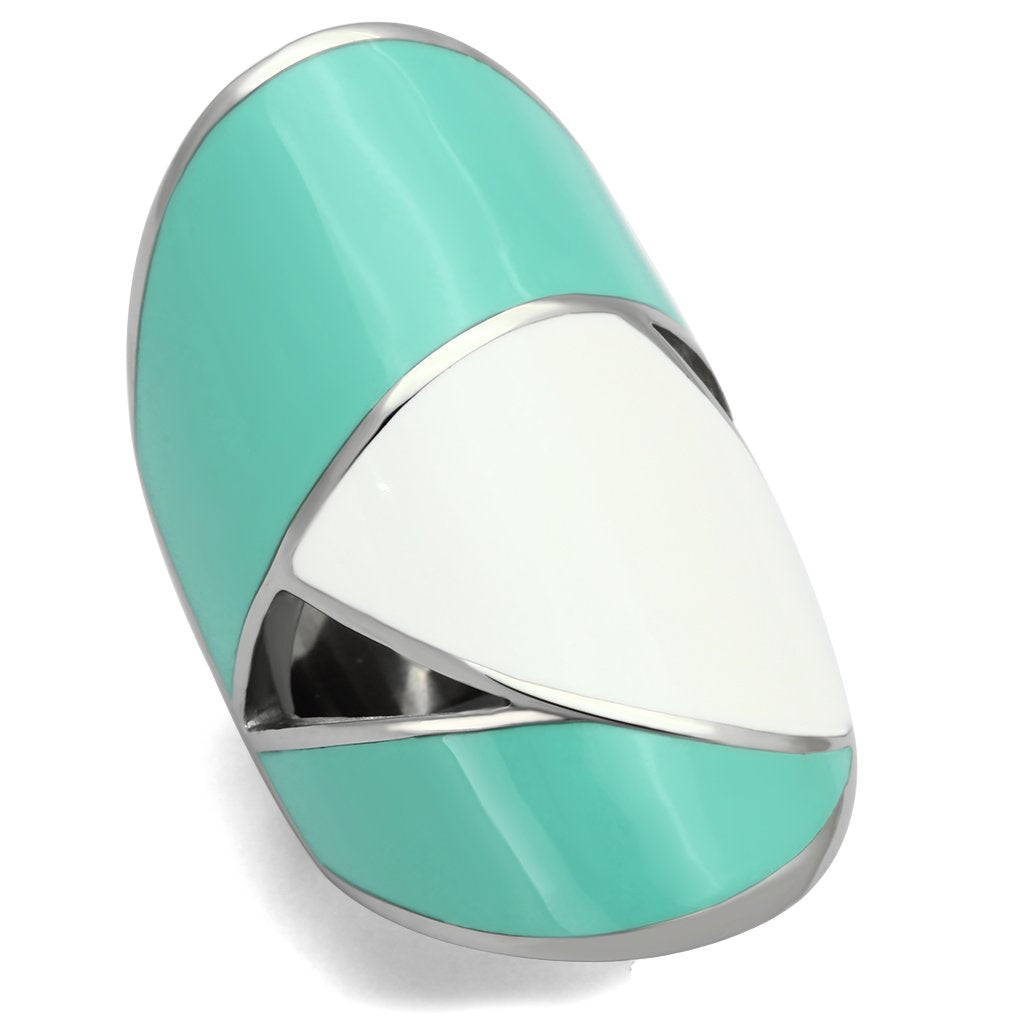 TK808 - High polished (no plating) Stainless Steel Ring with Epoxy  in Multi Color - Joyeria Lady