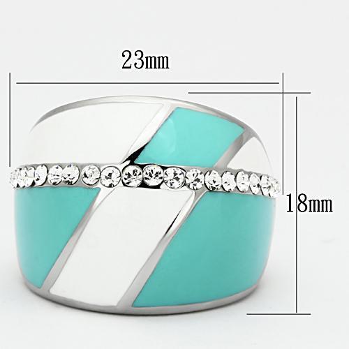 TK812 - High polished (no plating) Stainless Steel Ring with Top Grade Crystal  in Clear - Joyeria Lady