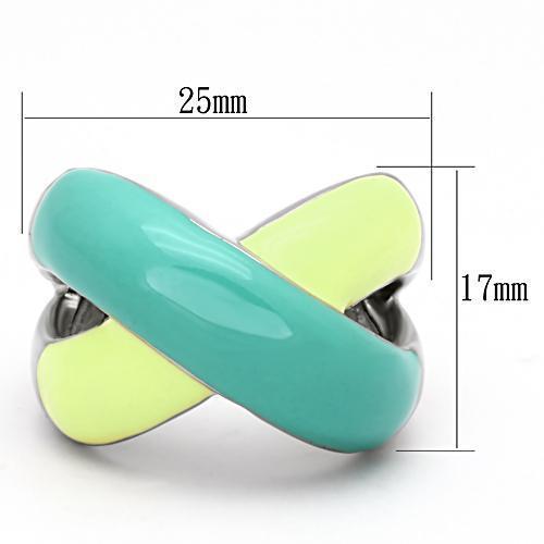 TK813 - High polished (no plating) Stainless Steel Ring with Epoxy  in Multi Color - Joyeria Lady