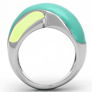 TK813 - High polished (no plating) Stainless Steel Ring with Epoxy  in Multi Color