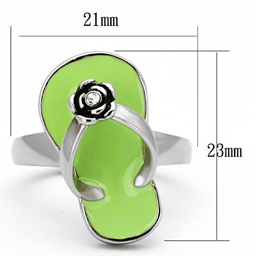 TK814 - High polished (no plating) Stainless Steel Ring with Top Grade Crystal  in Clear - Joyeria Lady