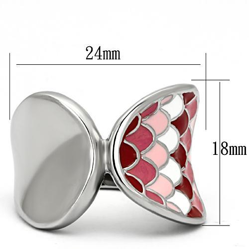 TK815 - High polished (no plating) Stainless Steel Ring with Epoxy  in Multi Color - Joyeria Lady
