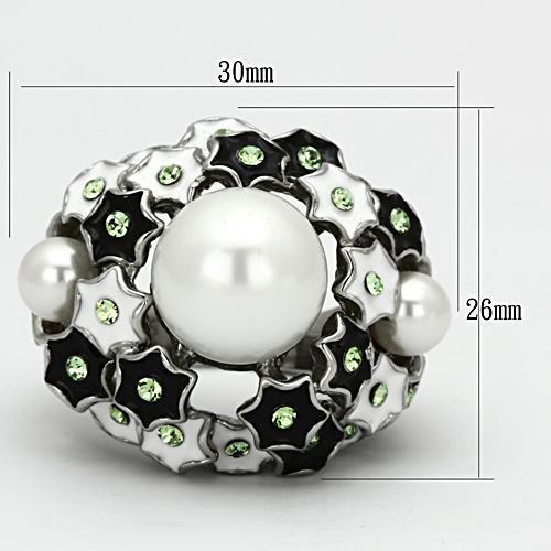 TK818 - High polished (no plating) Stainless Steel Ring with Synthetic Pearl in White - Joyeria Lady