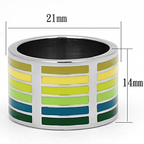 TK819 - High polished (no plating) Stainless Steel Ring with Epoxy  in Multi Color - Joyeria Lady