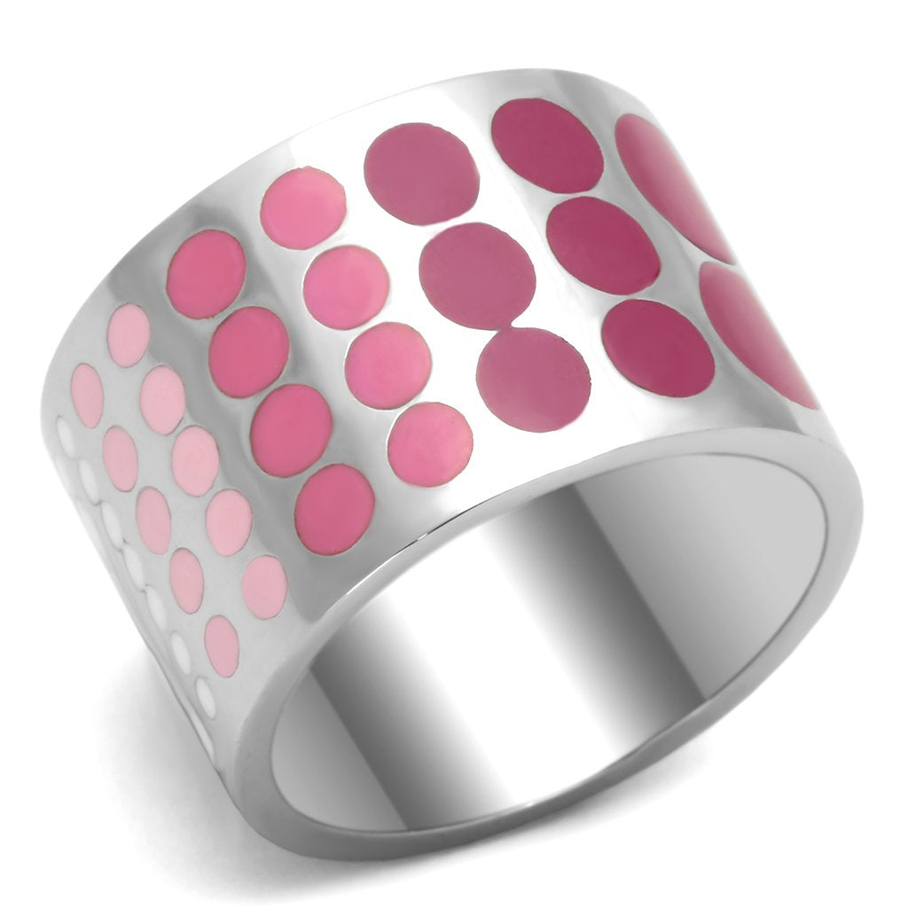 TK820 - High polished (no plating) Stainless Steel Ring with Epoxy  in Multi Color - Joyeria Lady