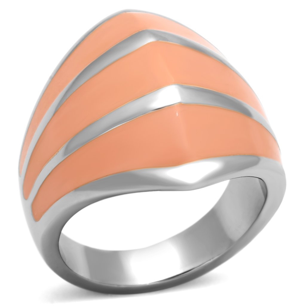 TK822 - High polished (no plating) Stainless Steel Ring with Epoxy  in Orange - Joyeria Lady