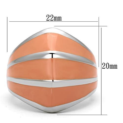 TK822 - High polished (no plating) Stainless Steel Ring with Epoxy  in Orange - Joyeria Lady