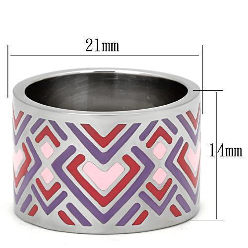 TK823 - High polished (no plating) Stainless Steel Ring with Epoxy  in Multi Color - Joyeria Lady