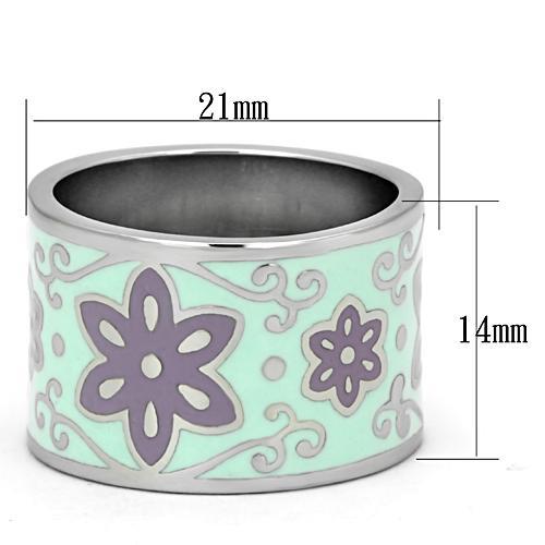 TK824 - High polished (no plating) Stainless Steel Ring with Epoxy  in Multi Color - Joyeria Lady