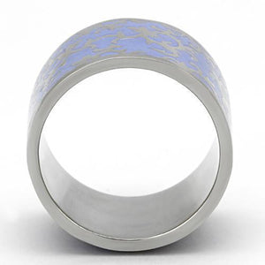 TK825 - High polished (no plating) Stainless Steel Ring with Epoxy  in Amethyst