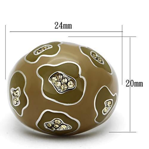 TK826 - High polished (no plating) Stainless Steel Ring with Top Grade Crystal  in Citrine Yellow - Joyeria Lady