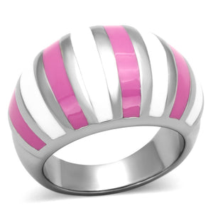 TK828 - High polished (no plating) Stainless Steel Ring with Epoxy  in Multi Color - Joyeria Lady