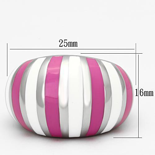 TK828 - High polished (no plating) Stainless Steel Ring with Epoxy  in Multi Color - Joyeria Lady