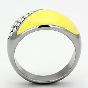 TK829 - High polished (no plating) Stainless Steel Ring with Top Grade Crystal  in Aurora Borealis (Rainbow Effect)
