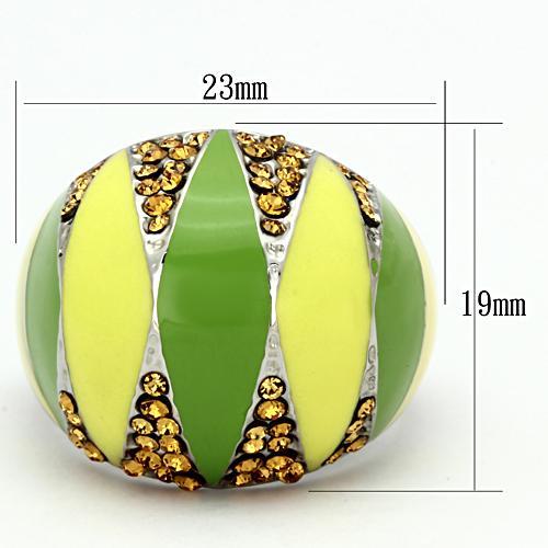 TK831 - High polished (no plating) Stainless Steel Ring with Top Grade Crystal  in Topaz - Joyeria Lady