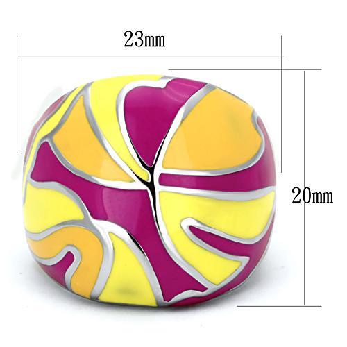 TK834 - High polished (no plating) Stainless Steel Ring with Epoxy  in Multi Color - Joyeria Lady