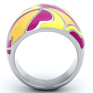 TK834 - High polished (no plating) Stainless Steel Ring with Epoxy  in Multi Color