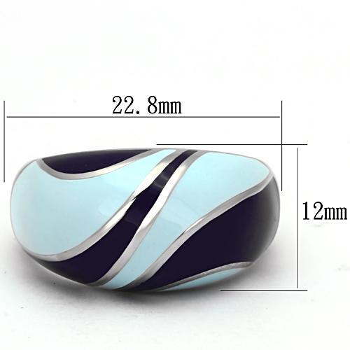 TK835 - High polished (no plating) Stainless Steel Ring with Epoxy  in Multi Color - Joyeria Lady