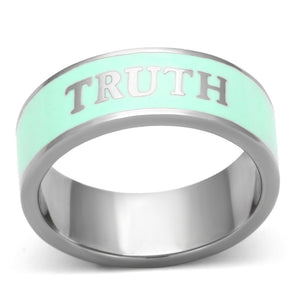 TK836 - High polished (no plating) Stainless Steel Ring with Epoxy  in Turquoise - Joyeria Lady