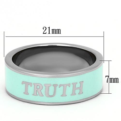 TK836 - High polished (no plating) Stainless Steel Ring with Epoxy  in Turquoise - Joyeria Lady
