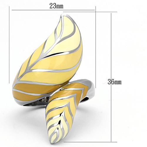 TK837 - High polished (no plating) Stainless Steel Ring with Epoxy  in Multi Color - Joyeria Lady