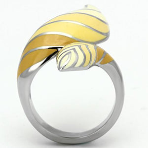 TK837 - High polished (no plating) Stainless Steel Ring with Epoxy  in Multi Color