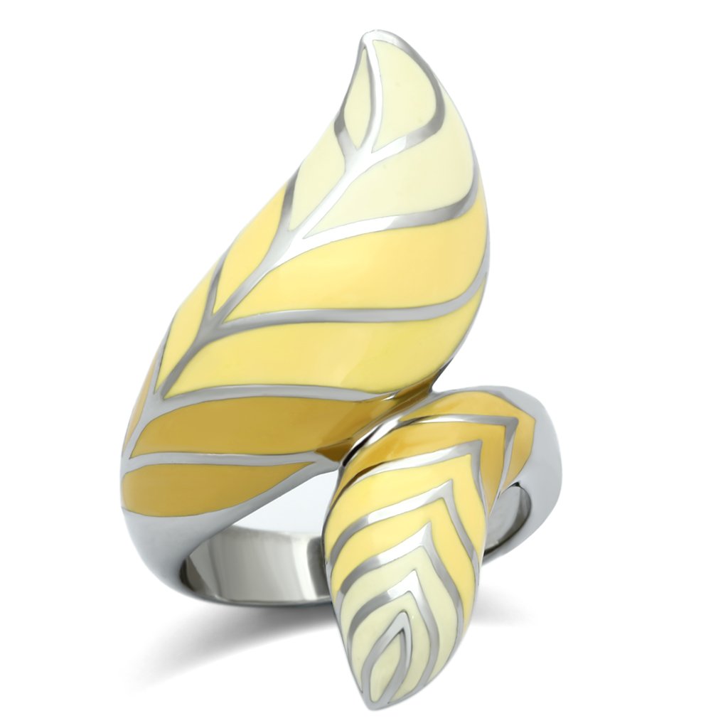 TK837 - High polished (no plating) Stainless Steel Ring with Epoxy  in Multi Color - Joyeria Lady