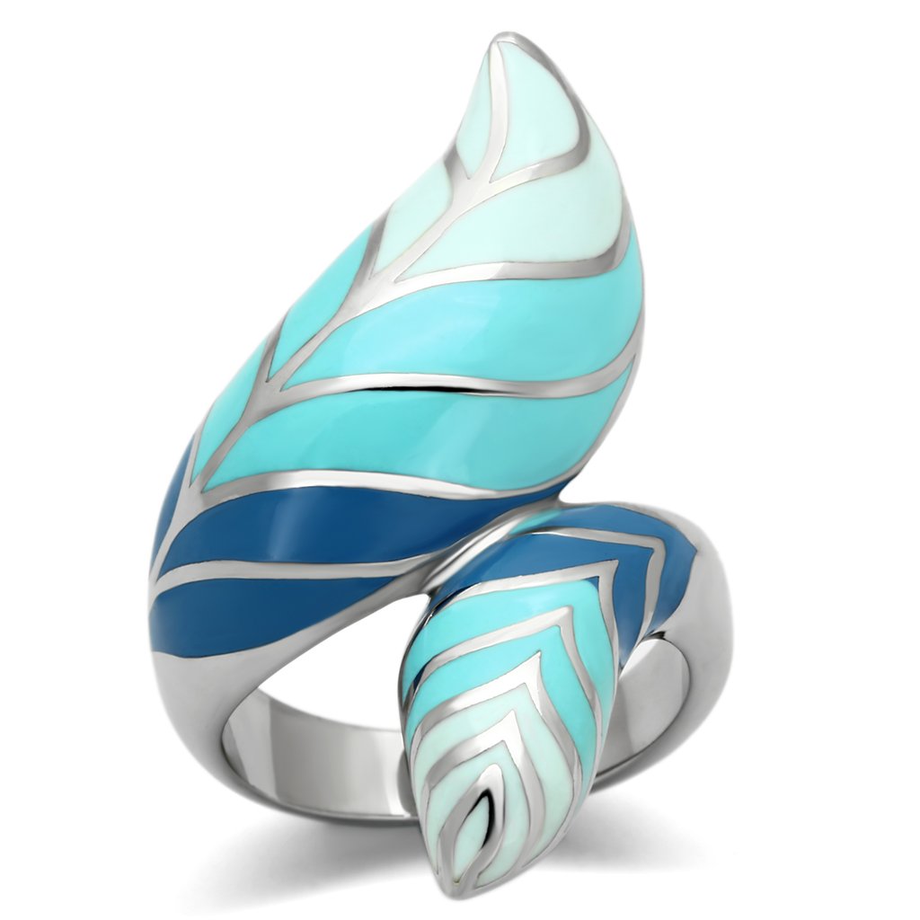 TK838 - High polished (no plating) Stainless Steel Ring with Epoxy  in Multi Color - Joyeria Lady