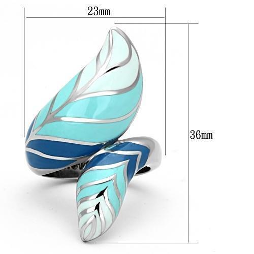 TK838 - High polished (no plating) Stainless Steel Ring with Epoxy  in Multi Color - Joyeria Lady