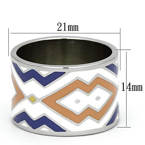 TK841 - High polished (no plating) Stainless Steel Ring with Epoxy  in Multi Color - Joyeria Lady