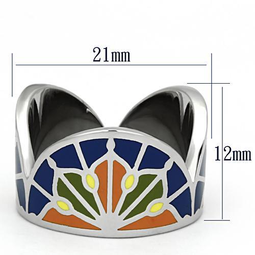 TK842 - High polished (no plating) Stainless Steel Ring with Epoxy  in Multi Color - Joyeria Lady