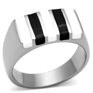TK849 - High polished (no plating) Stainless Steel Ring with Epoxy  in Multi Color - Joyeria Lady