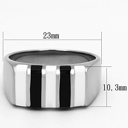 TK849 - High polished (no plating) Stainless Steel Ring with Epoxy  in Multi Color - Joyeria Lady