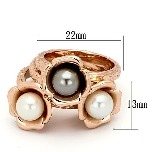 TK852 - IP Rose Gold(Ion Plating) Stainless Steel Ring with Synthetic Glass Bead in Multi Color - Joyeria Lady