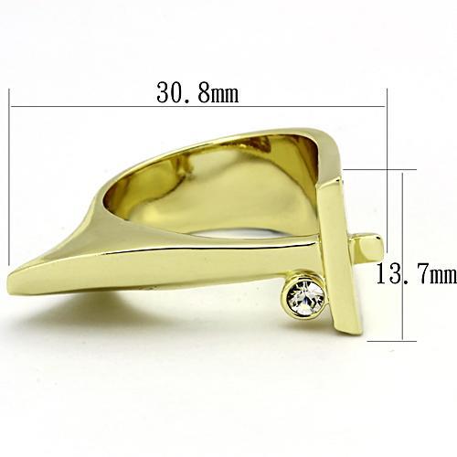 TK853 - IP Gold(Ion Plating) Stainless Steel Ring with Top Grade Crystal  in Clear - Joyeria Lady