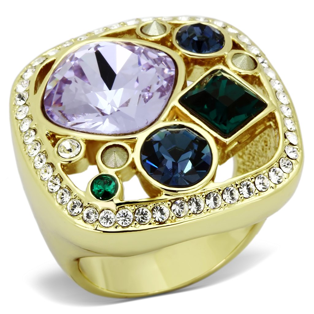 TK855 IP Gold(Ion Plating) Stainless Steel Ring with Top Grade Crystal in Multi Color