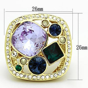 TK855 IP Gold(Ion Plating) Stainless Steel Ring with Top Grade Crystal in Multi Color