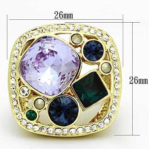 TK855 - IP Gold(Ion Plating) Stainless Steel Ring with Top Grade Crystal  in Multi Color - Joyeria Lady