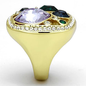TK855 IP Gold(Ion Plating) Stainless Steel Ring with Top Grade Crystal in Multi Color