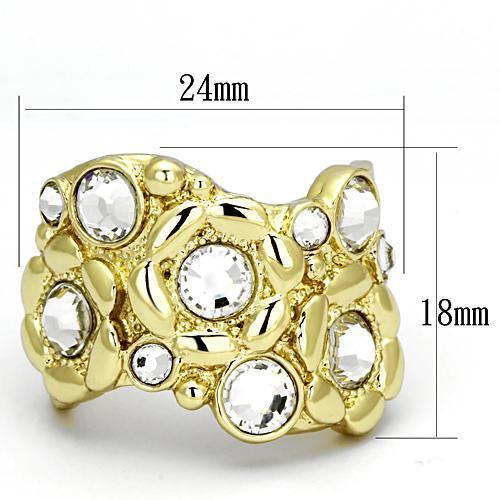 TK856 - IP Gold(Ion Plating) Stainless Steel Ring with Top Grade Crystal  in Clear - Joyeria Lady