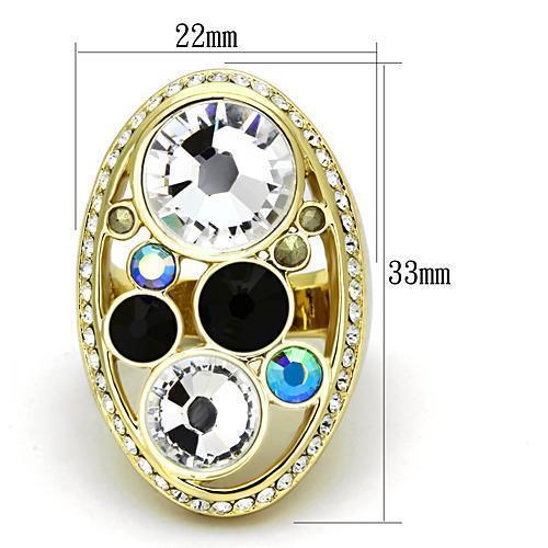 TK857 - IP Gold(Ion Plating) Stainless Steel Ring with Top Grade Crystal  in Multi Color - Joyeria Lady