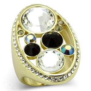 TK857 - IP Gold(Ion Plating) Stainless Steel Ring with Top Grade Crystal  in Multi Color - Joyeria Lady