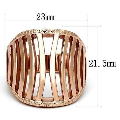 TK859 - IP Rose Gold(Ion Plating) Stainless Steel Ring with No Stone - Joyeria Lady